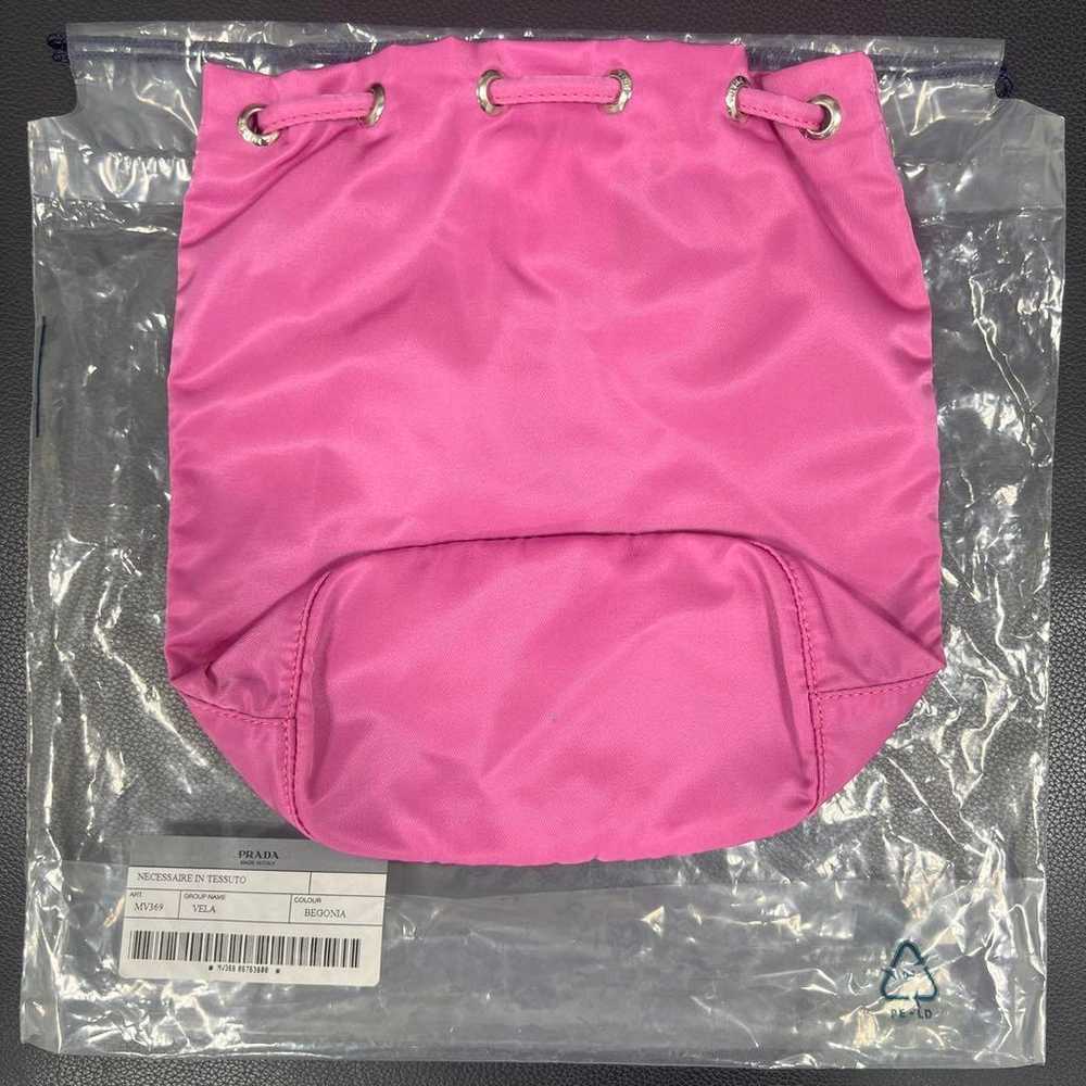 Prada drawstring bag, made of pink nylon with a t… - image 2