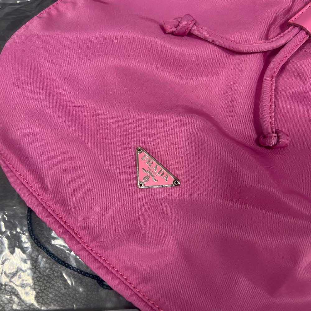 Prada drawstring bag, made of pink nylon with a t… - image 3