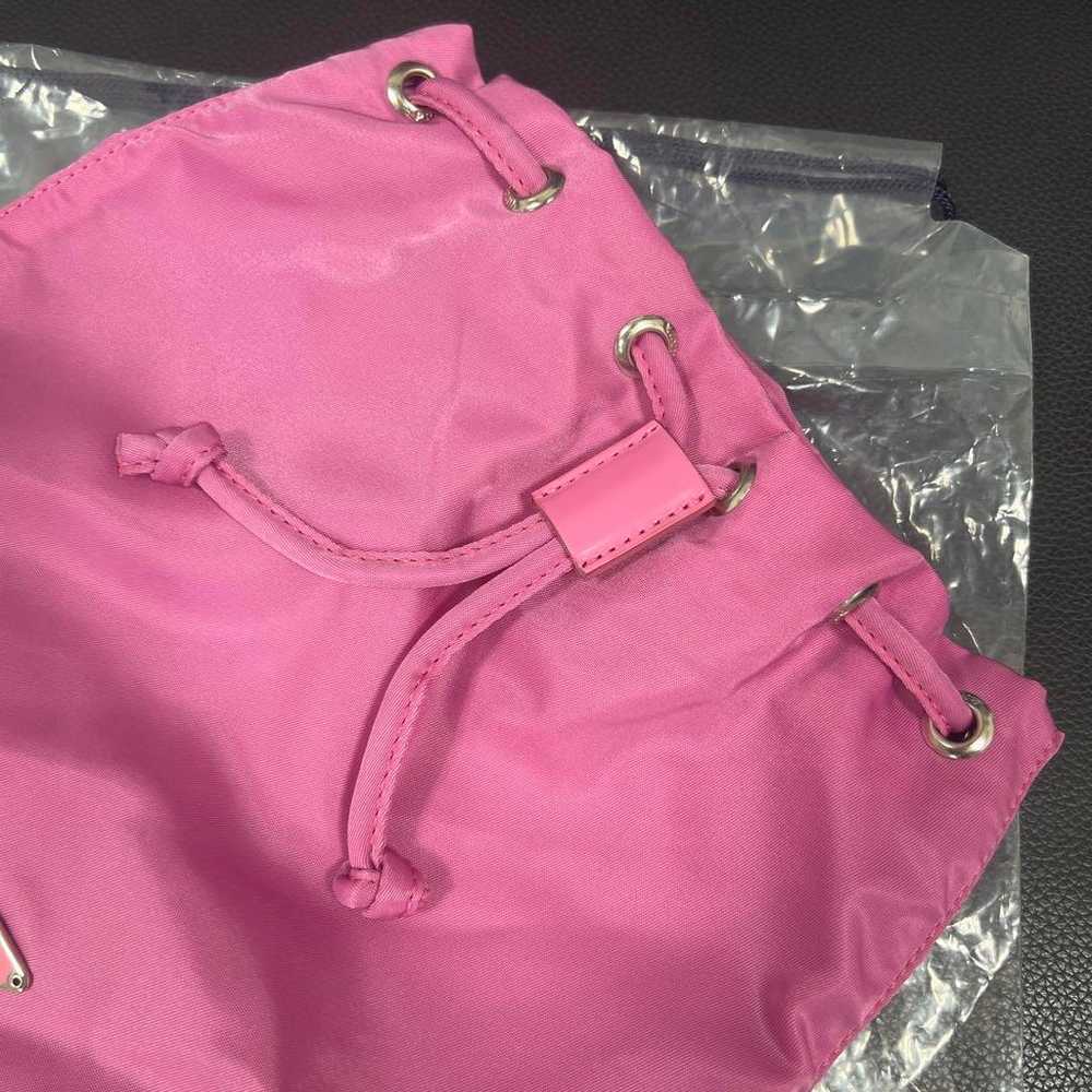 Prada drawstring bag, made of pink nylon with a t… - image 4