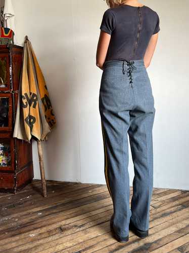 Antique - Early Vintage Grey Lace Back Pants, Wool