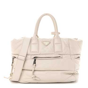 PRADA Nappa Bomber Tote Bianco