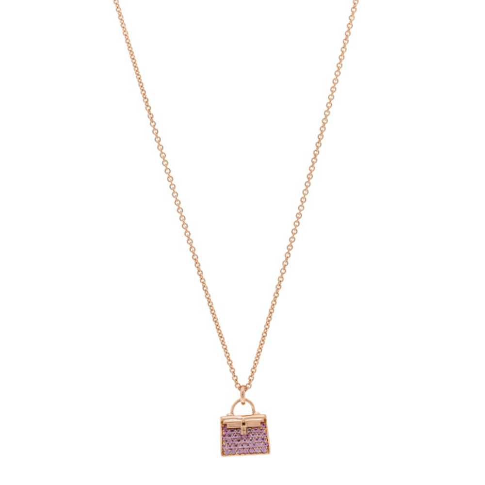 HERMES 18K Rose Gold Pink Sapphire Kelly Amulette… - image 1