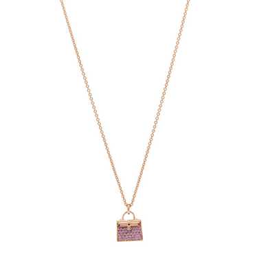 HERMES 18K Rose Gold Pink Sapphire Kelly Amulette… - image 1