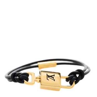 LOUIS VUITTON Calfskin LV Padlock Bracelet 17 Blac