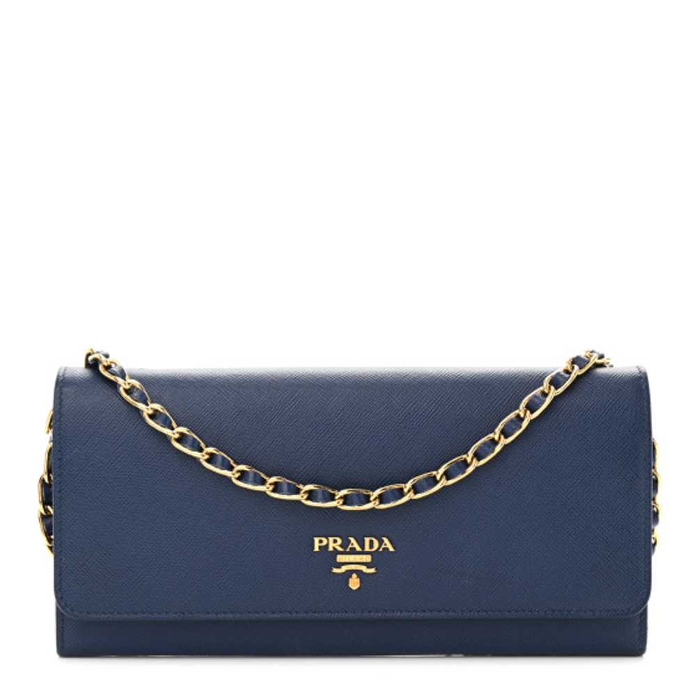 PRADA Saffiano Metal Oro Chain Wallet Bleuette - image 1