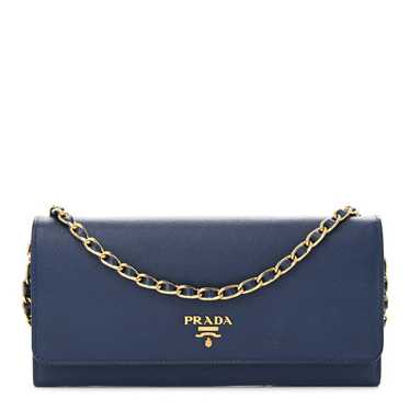 PRADA Saffiano Metal Oro Chain Wallet Bleuette - image 1