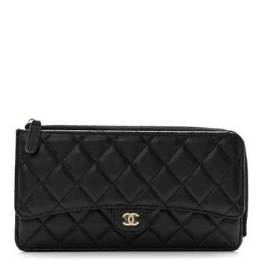 CHANEL Caviar Quilted Flap Zip Pouch Black