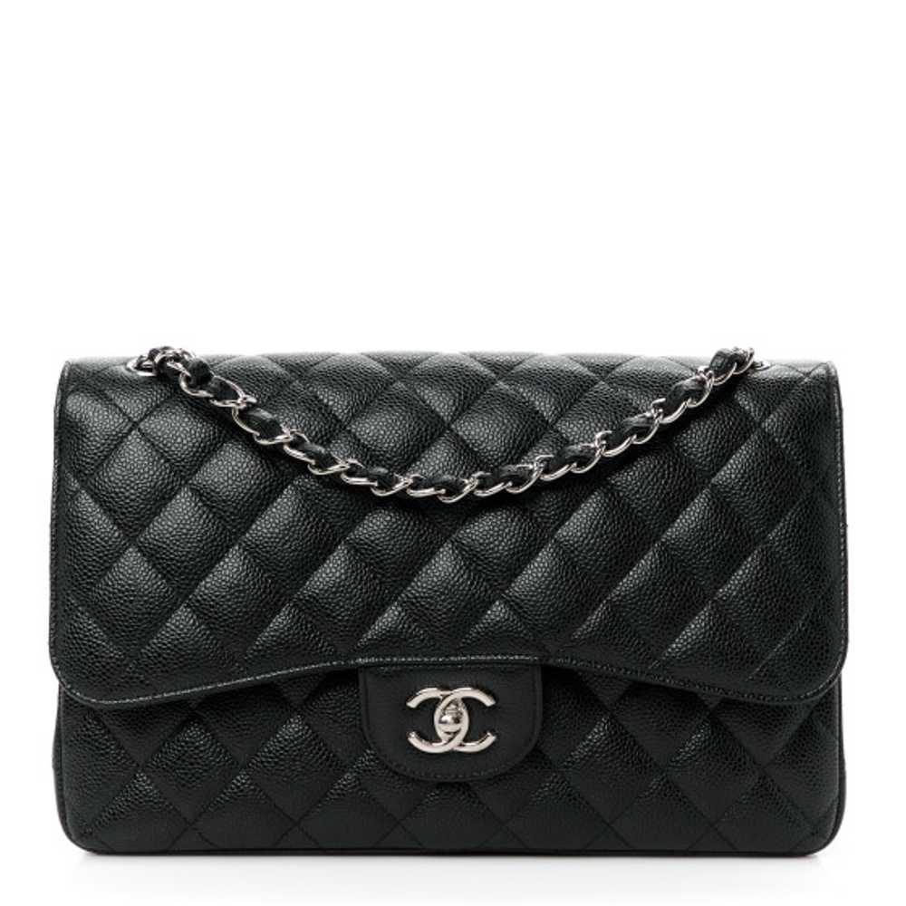 CHANEL Caviar Quilted Jumbo Double Flap Black - image 1