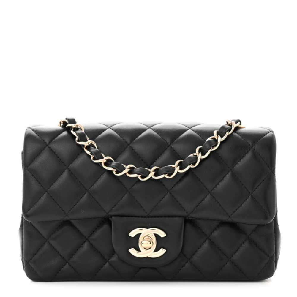 CHANEL Lambskin Quilted Mini Rectangular Flap Bla… - image 1