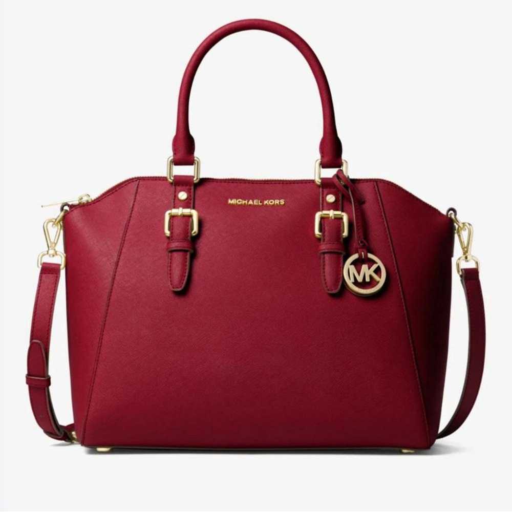 Michael Kors Ciara Large Saffiano Leather Red Sat… - image 1