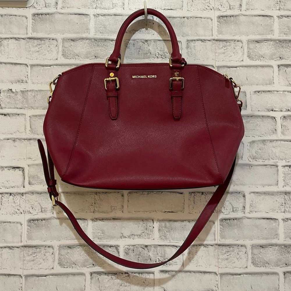 Michael Kors Ciara Large Saffiano Leather Red Sat… - image 2