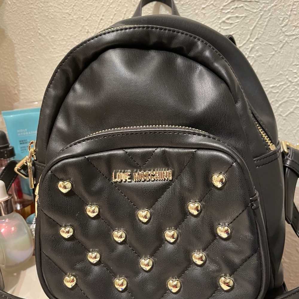 NWT love Moschino Studded Heart quilted Backpack - image 1