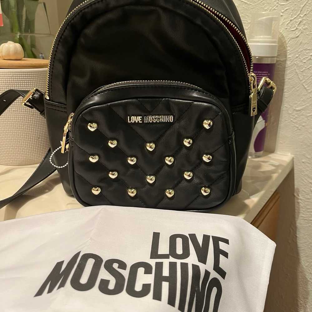 NWT love Moschino Studded Heart quilted Backpack - image 5