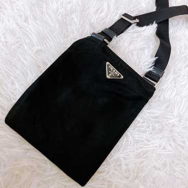 Prada black shoulder bag with triangle logo, satc… - image 1