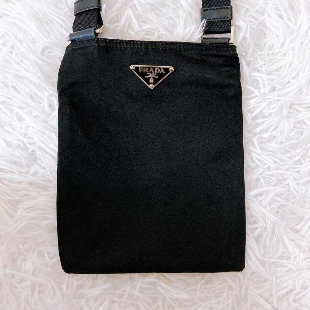 Prada black shoulder bag with triangle logo, satc… - image 2