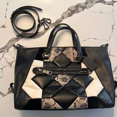 Coach Patchwork Satchel Black Leather/Suede