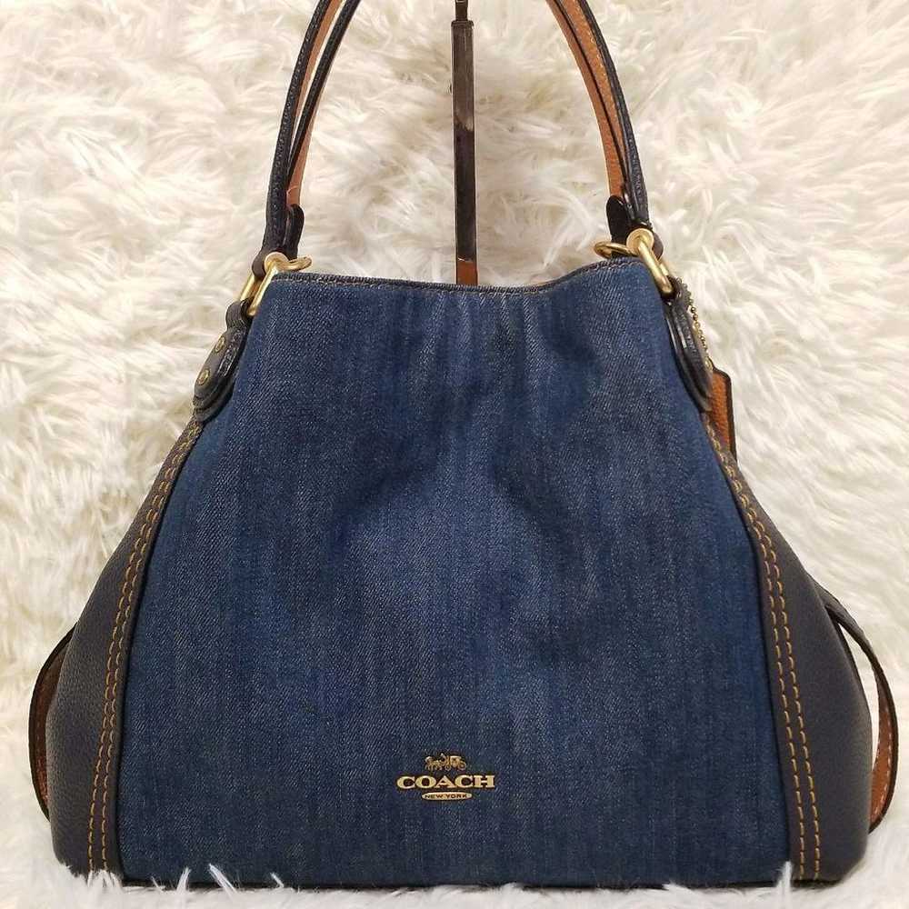 COACH Coach Edie Denim 2-way Shoulder Bag 67333 - image 2