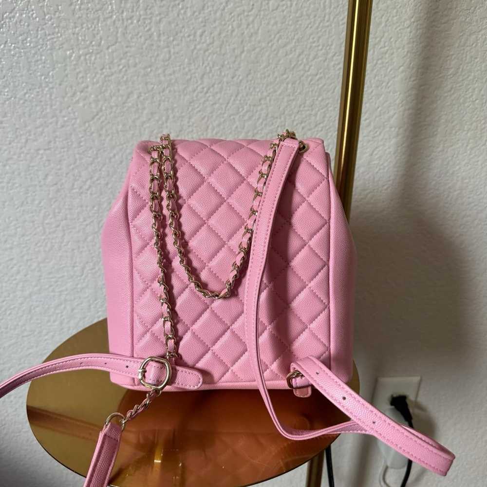 Hot pink leather backpack - image 1