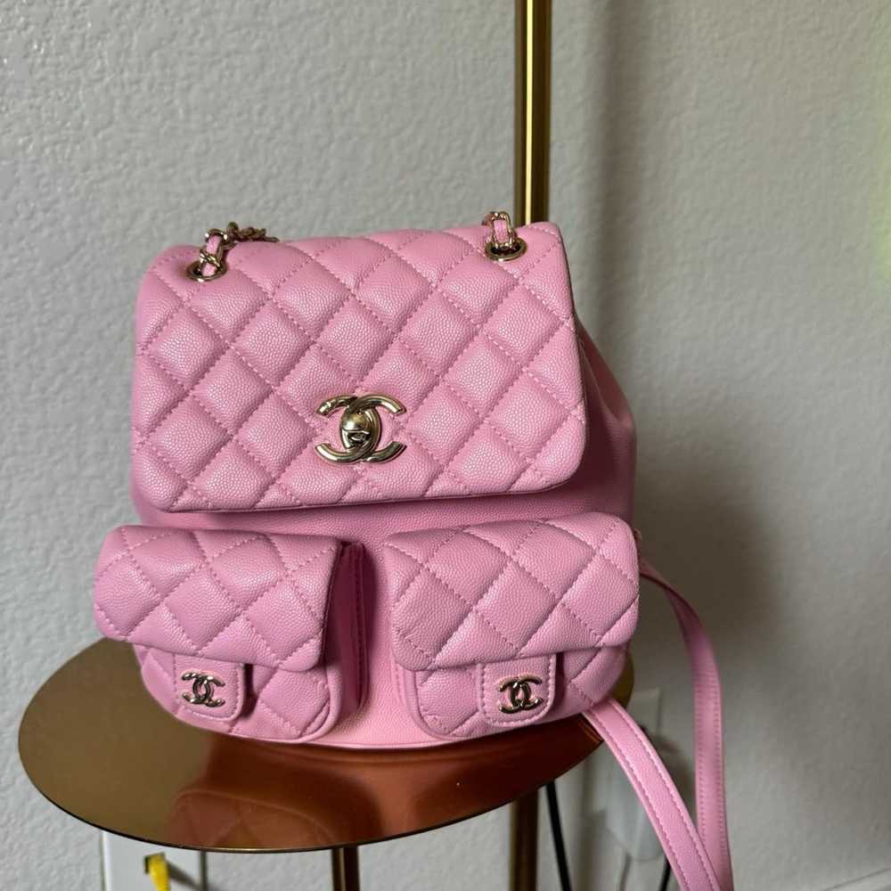 Hot pink leather backpack - image 2