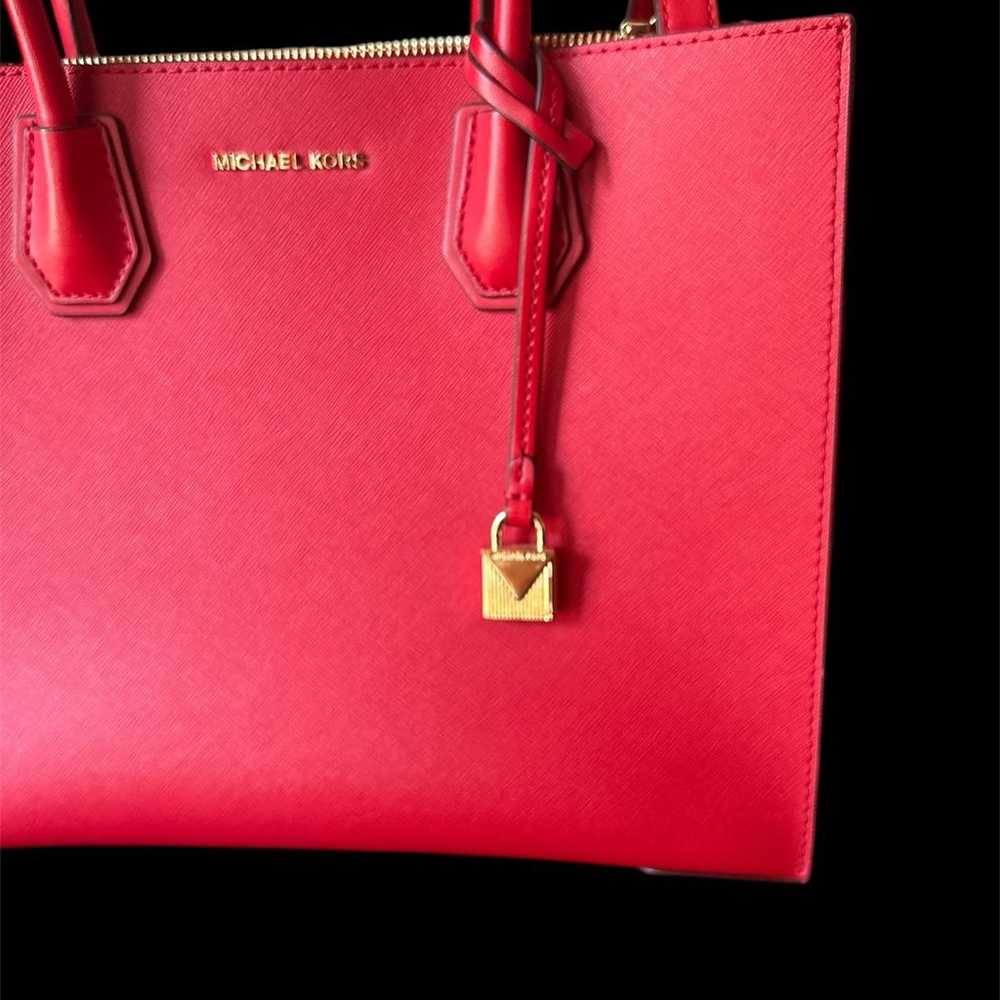 NWOT • Michael Kors Bright Red Leather Mercer Pur… - image 2