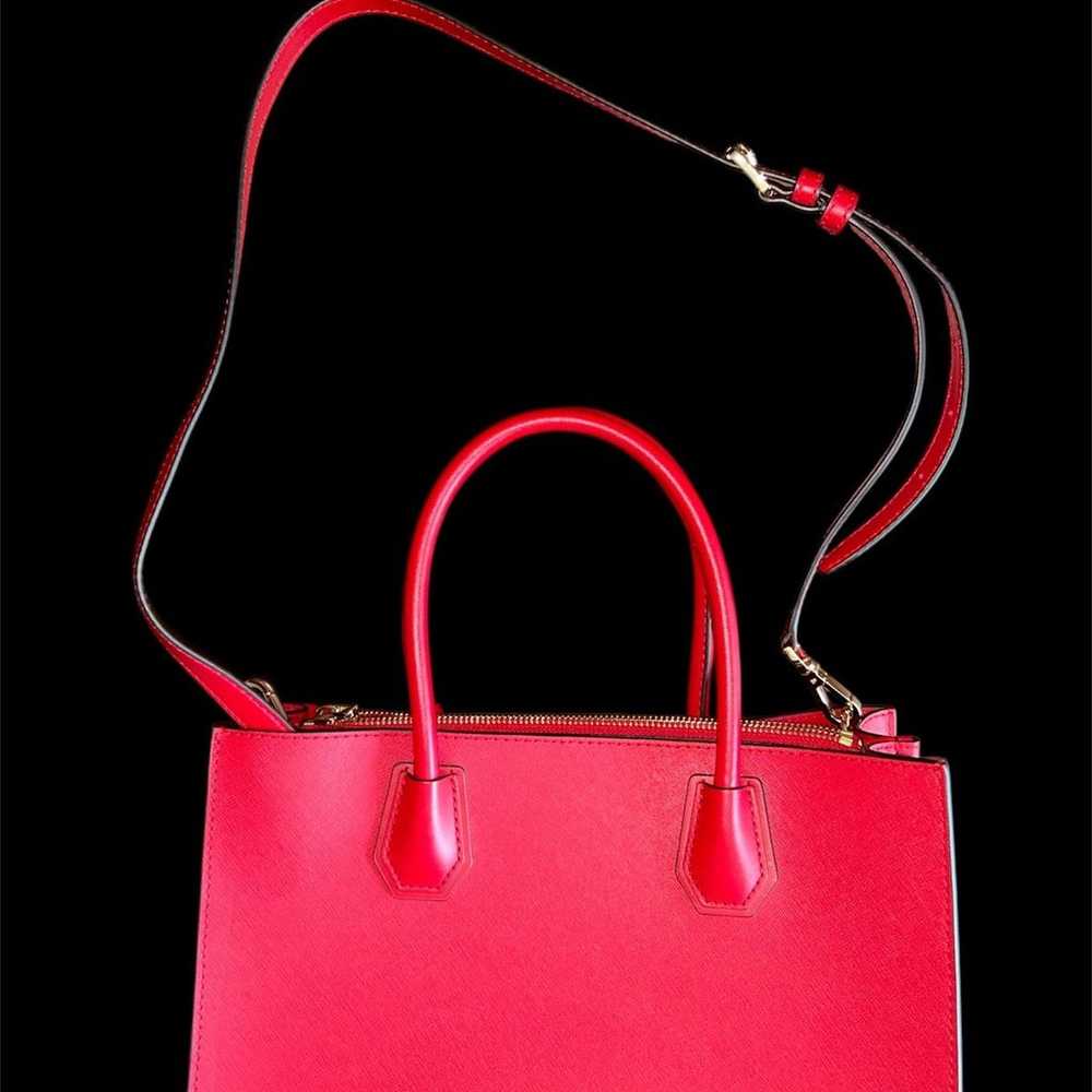 NWOT • Michael Kors Bright Red Leather Mercer Pur… - image 6