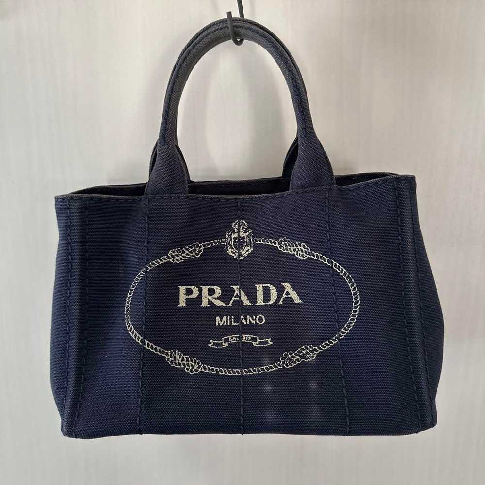 PRADA tote bag in navy canvas. - image 1