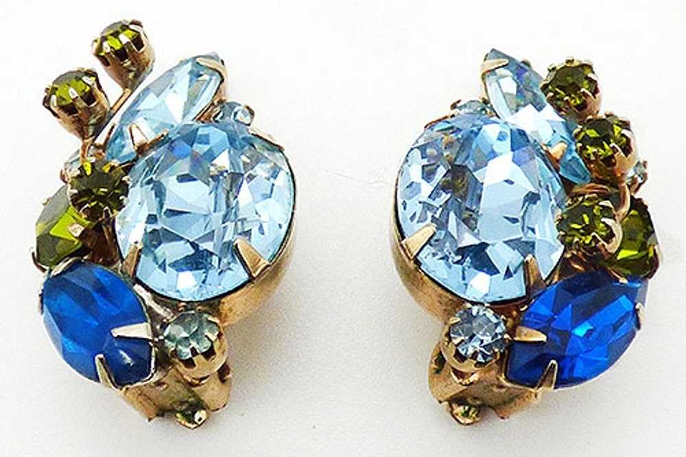 Light Blue Peridot Capri Rhinestone Earrings - image 1