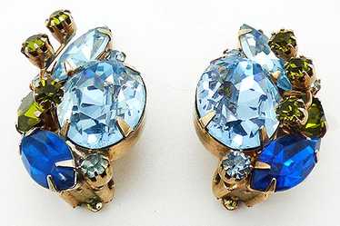 Light Blue Peridot Capri Rhinestone Earrings - image 1