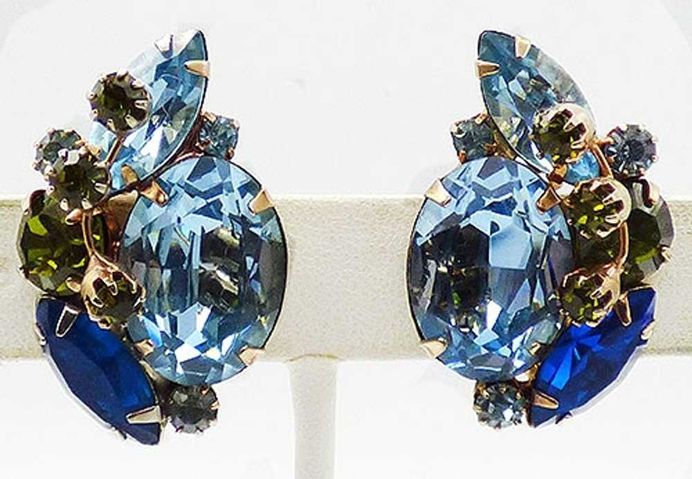 Light Blue Peridot Capri Rhinestone Earrings - image 2