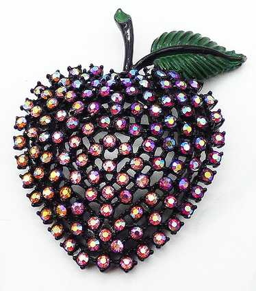 Kramer Aurora Rhinestone Apple Brooch