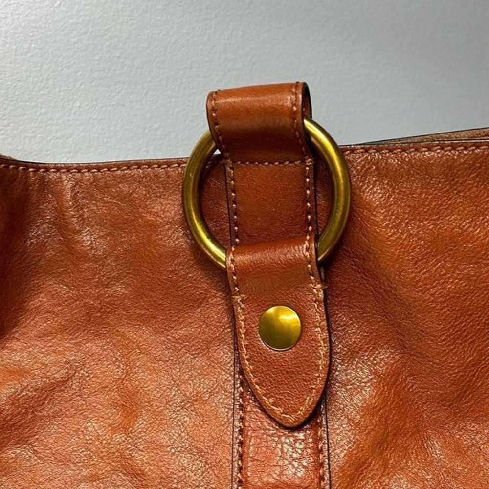 Frye Leather Ring Tote Shoulder Hobo Purse Cognac… - image 3