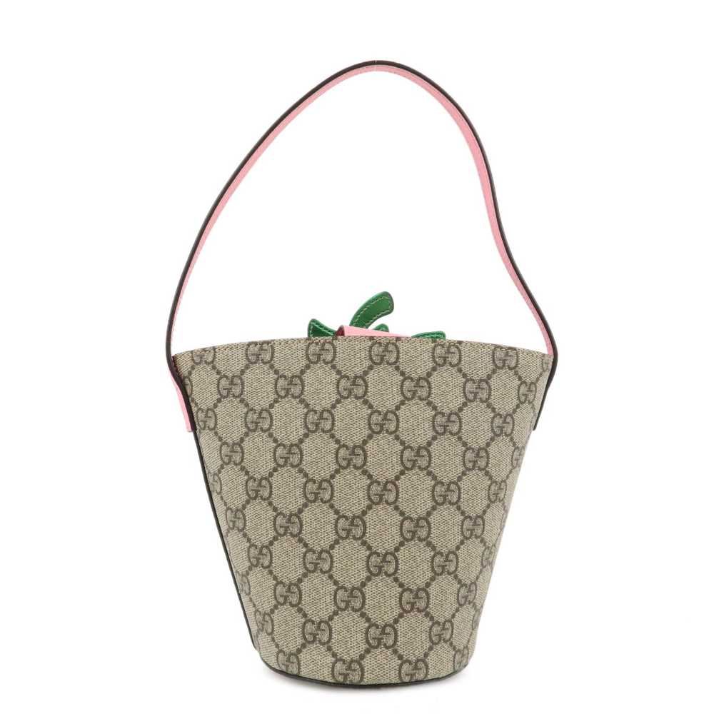 GUCCI GG Supreme Leather Strawberry HandBag Beige… - image 2