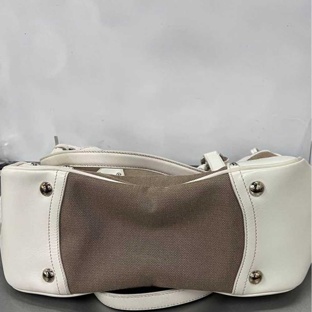 Prada Jacquard Leather Handbag Beige White - image 12