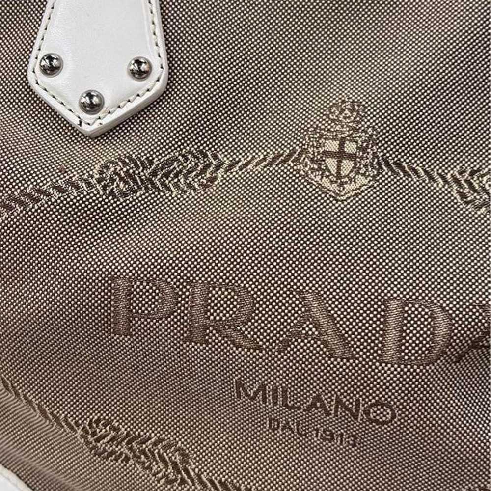 Prada Jacquard Leather Handbag Beige White - image 3