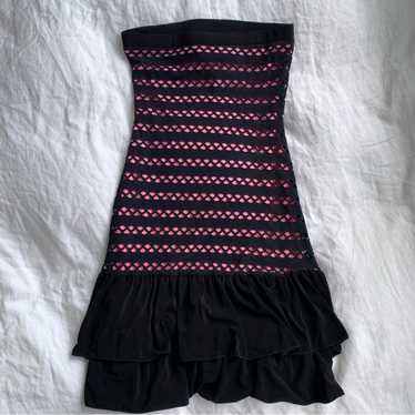 Vintage Vintage Come Como Pink Black Ruffle Tube T