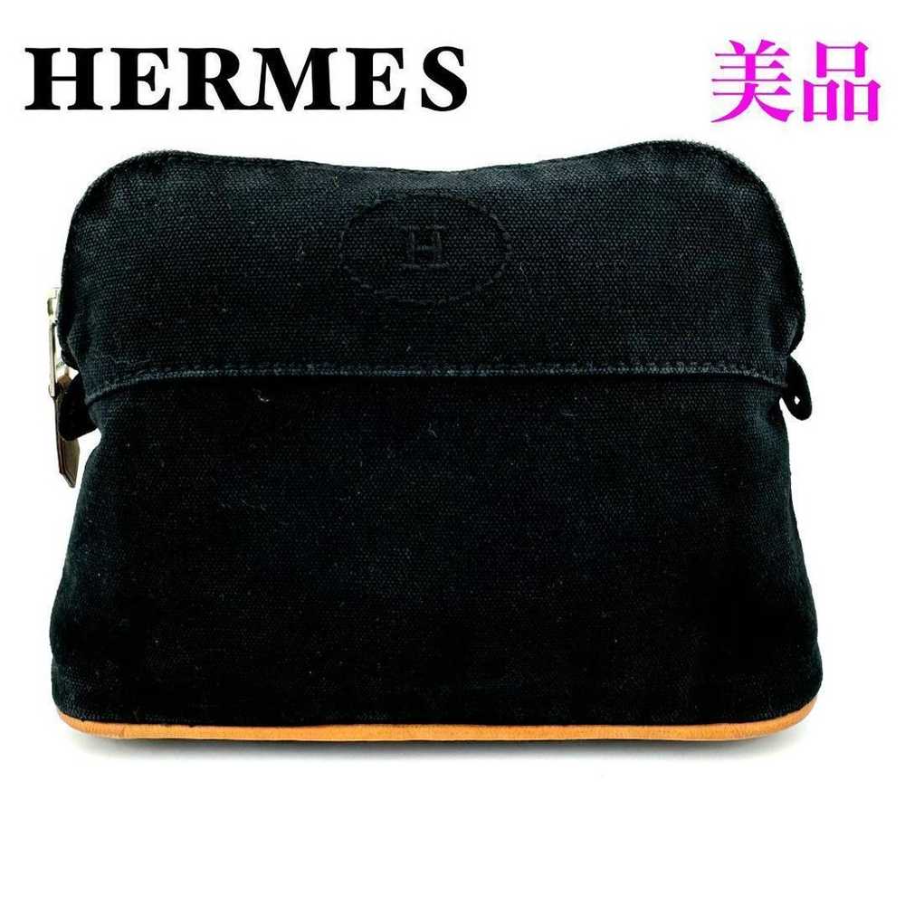 Hermes Canvas Bolide Pouch PM Pouch Black Women's… - image 1