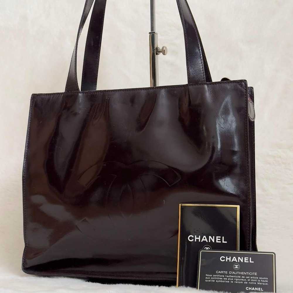 Chanel Enamel Tote Bag Shoulder Wine Red Hand Coc… - image 3