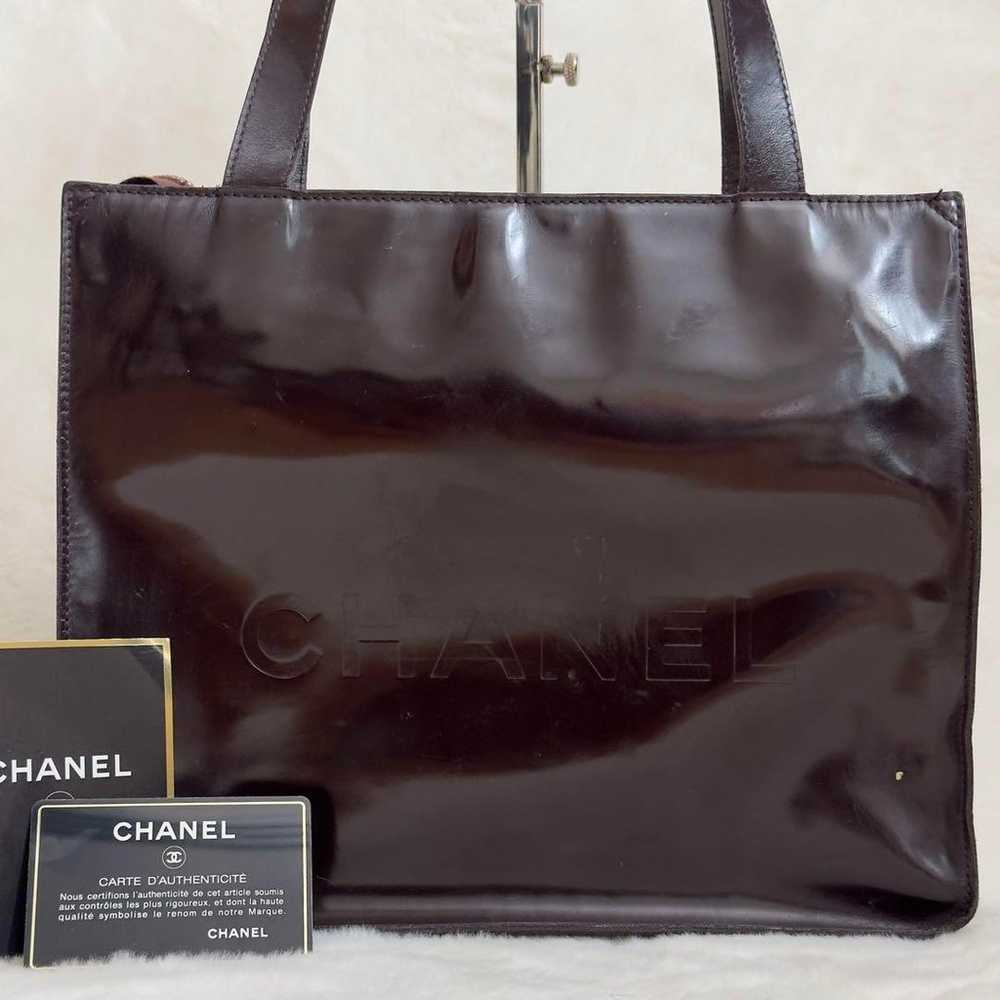 Chanel Enamel Tote Bag Shoulder Wine Red Hand Coc… - image 4