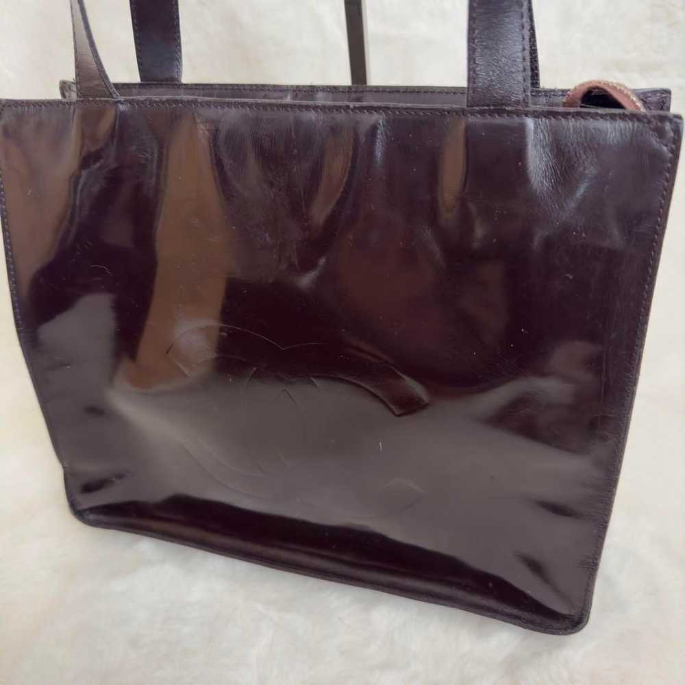 Chanel Enamel Tote Bag Shoulder Wine Red Hand Coc… - image 5