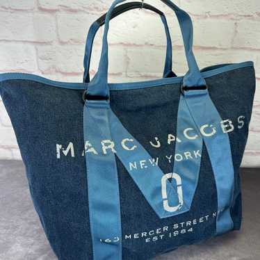 Authentic Marc Jacobs Large Denim Canvas Logo Tote