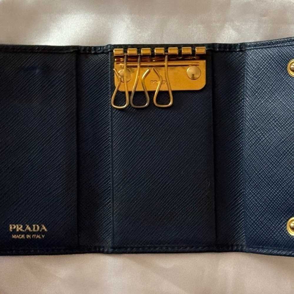 Prada saffiano black leather key holder - image 4