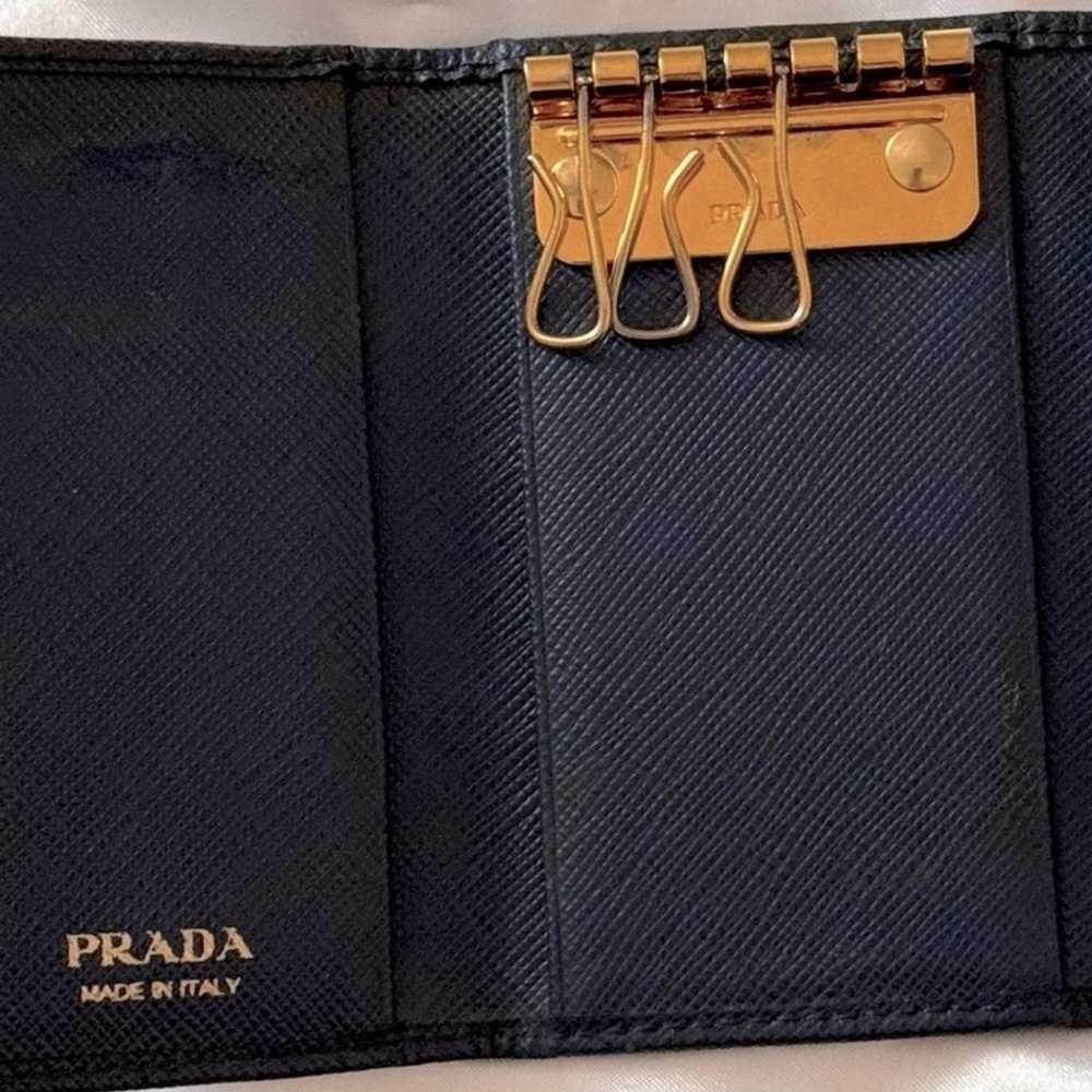 Prada saffiano black leather key holder - image 7