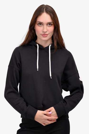 Moncler Black Maglia Girocollo Logo Printed Hoodie