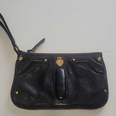 Y2k Vintage Juicy Couture Black Leather Wristlet … - image 1