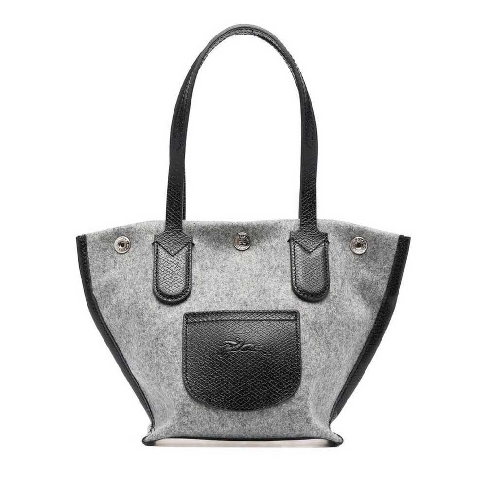 Longchamp Logo Gray Mini Flanelle Essential Tote … - image 2