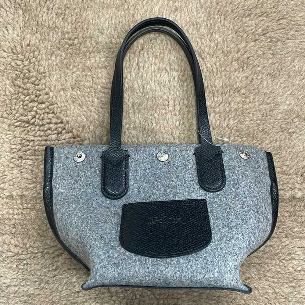 Longchamp Logo Gray Mini Flanelle Essential Tote … - image 3