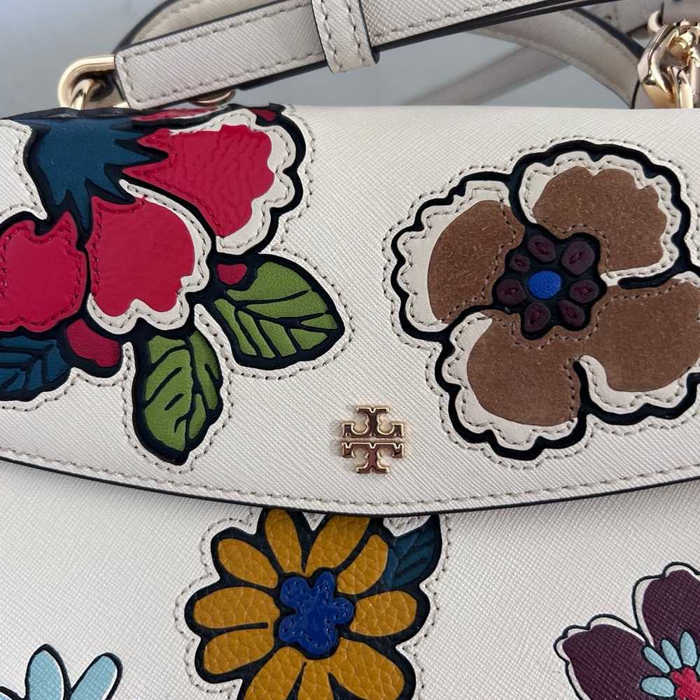 Tory Burch Emerson Floral Applique Flap Adjustabl… - image 3