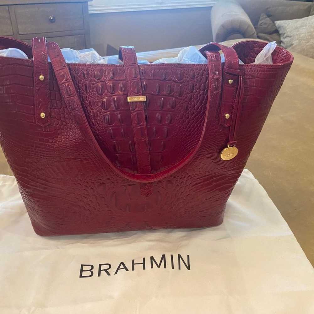 Brahmin Extra Large Dark Red Melbourne Tote Handb… - image 1