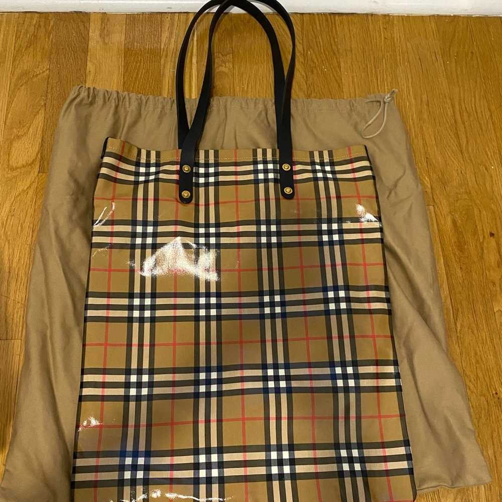 BURBERRY Nova Check Tote Bag Coated Canvas Beige … - image 1