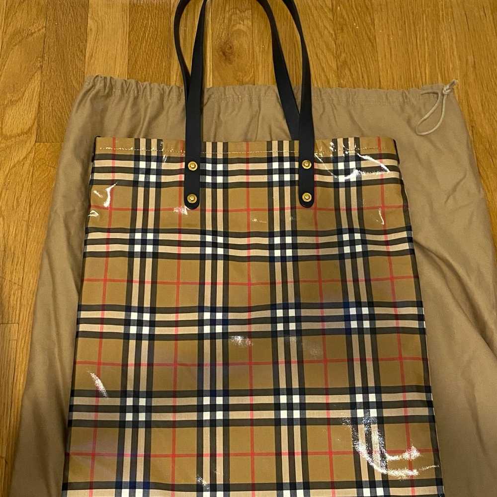 BURBERRY Nova Check Tote Bag Coated Canvas Beige … - image 3